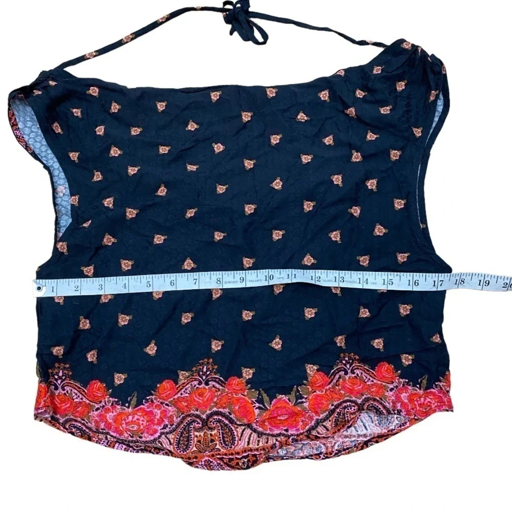 NWOT FREE PEOPLE Silas Printed Cowlneck Top / Black Combo